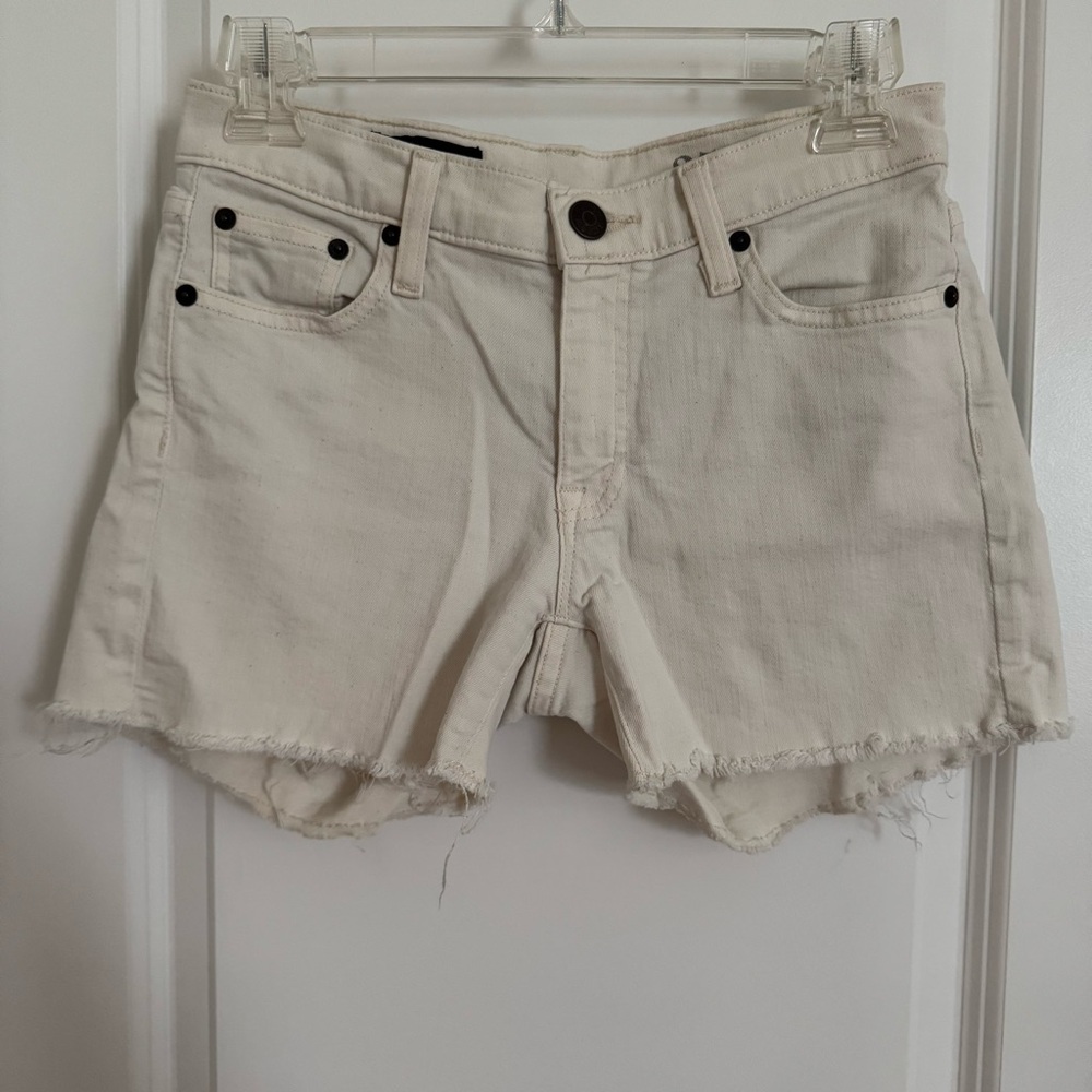J. Crew Off-White Jean Shorts with Raw Hem, 25